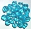 25 12mm Transparent Aqua Glass Heart Beads